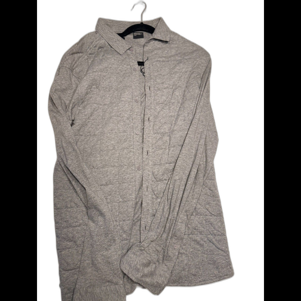 Armani Exchange Long Sleeve Snap Shirt, Gray - Blue, Slim Fit - Size Large NWT